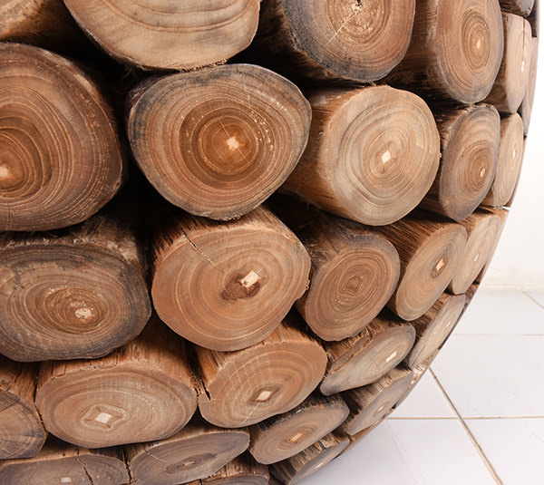 reclaimed ethnic teak round coffee table with natural stain color