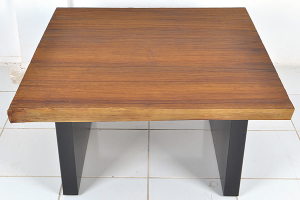rooftop square coffee table with natural solid teak top