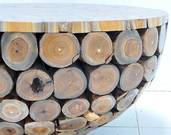 teak round coffee table