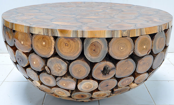 indoor teak round coffee table