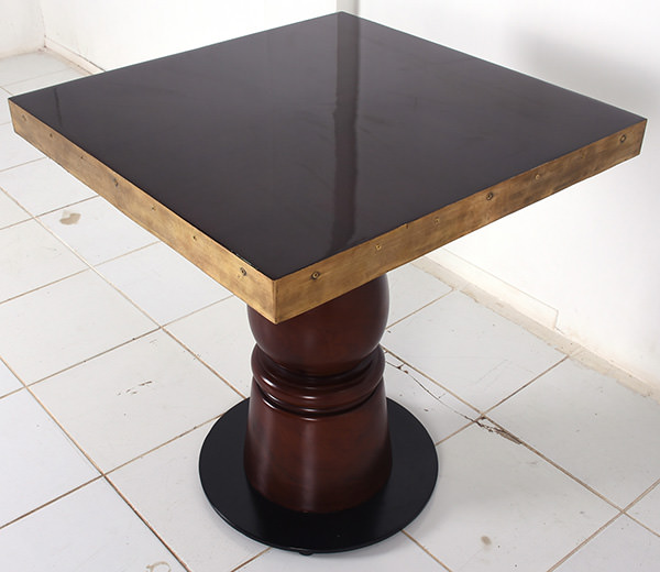 Glossy square teak table