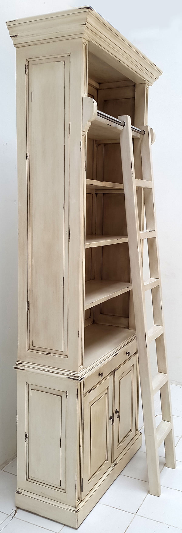 reclaimed bookcase with ladder