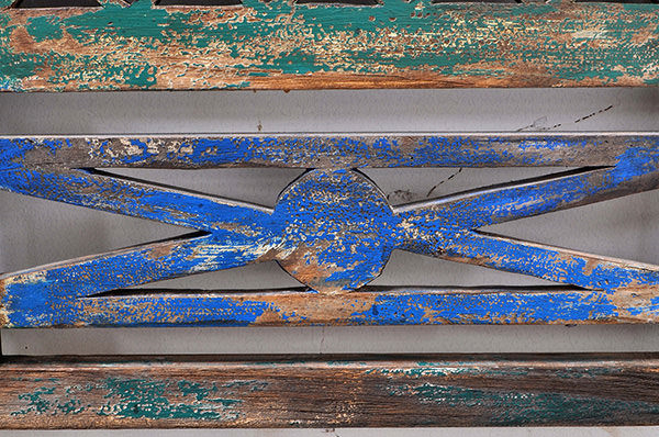 solid blue and green paint antique wood finishing