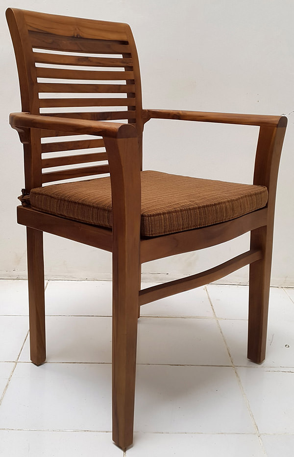 teak outdoor chair with cushion seat