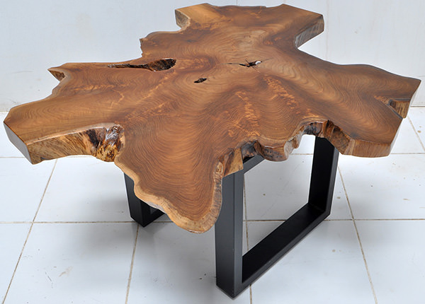 teak table top with a natural shape