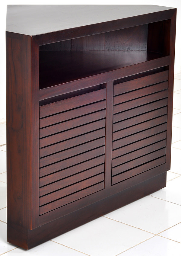 Corner bathroom teak cabinet