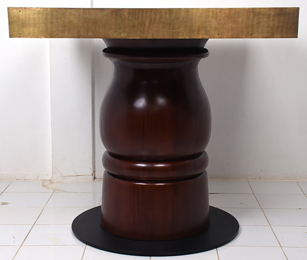 mahogany table leg with brass edges