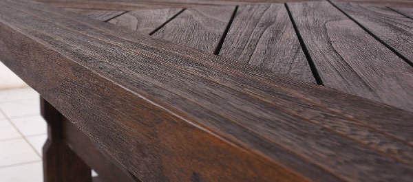 brown outdoor farmhouse wooden table