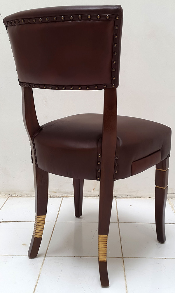 coya restaurant leather dining chair with side drawer