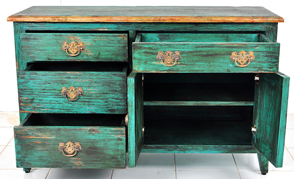 green mahogany painted cabinet