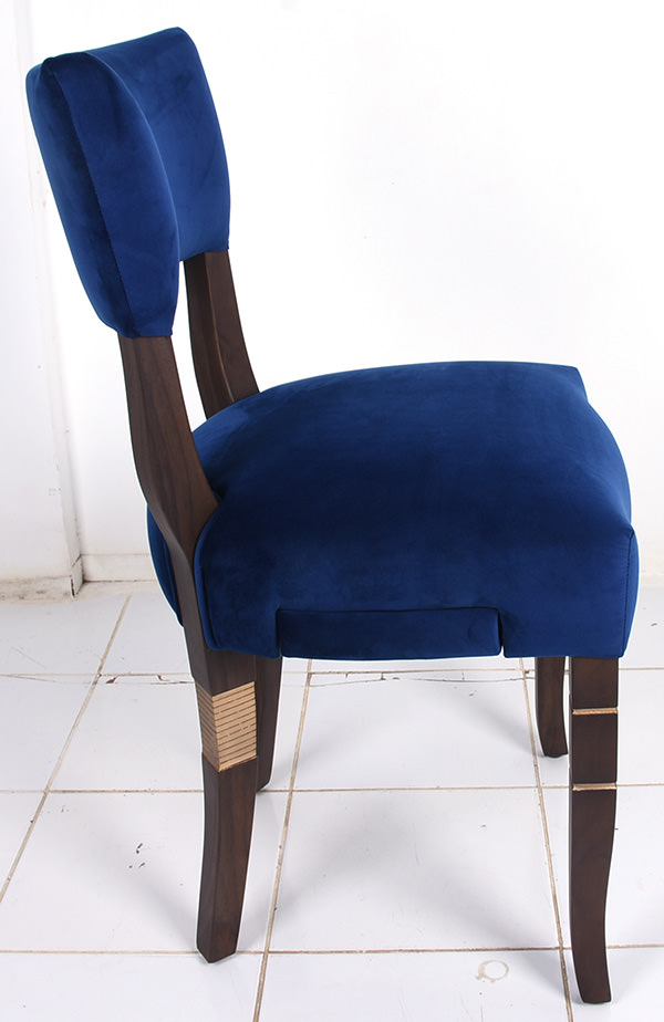 restaurant indoor dining chair with blue velvet