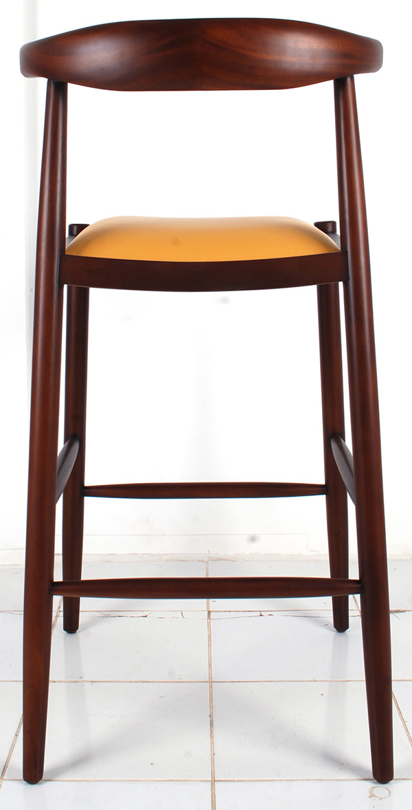 manufacturer Scandinavian of mahogany and leather bar chair for restaurant