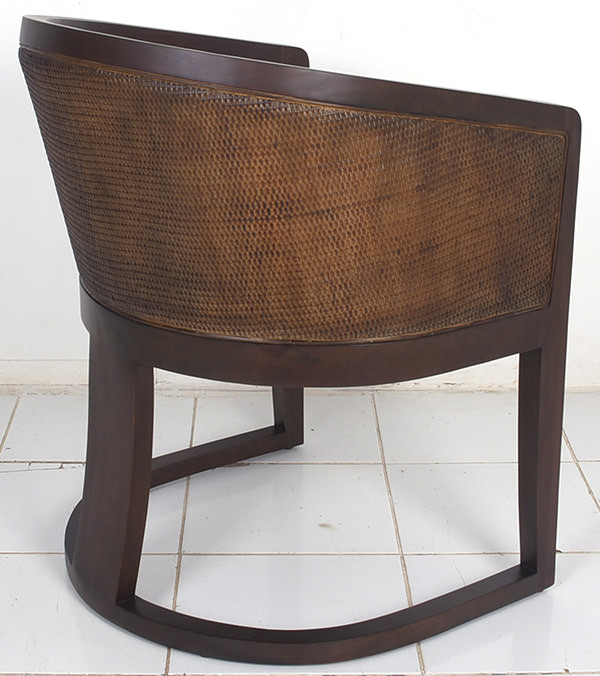 custom made rattan dining chair with dark glaze finish