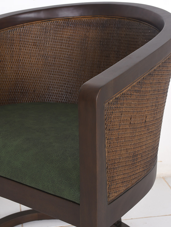 mahogany and rattan chair