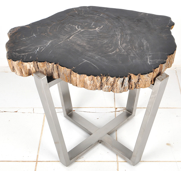 natural wooden fossil side table