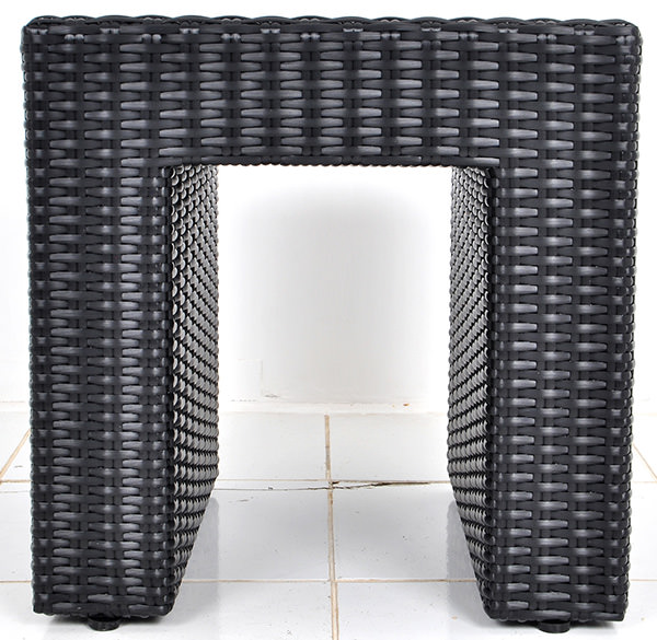 black square rattan side table