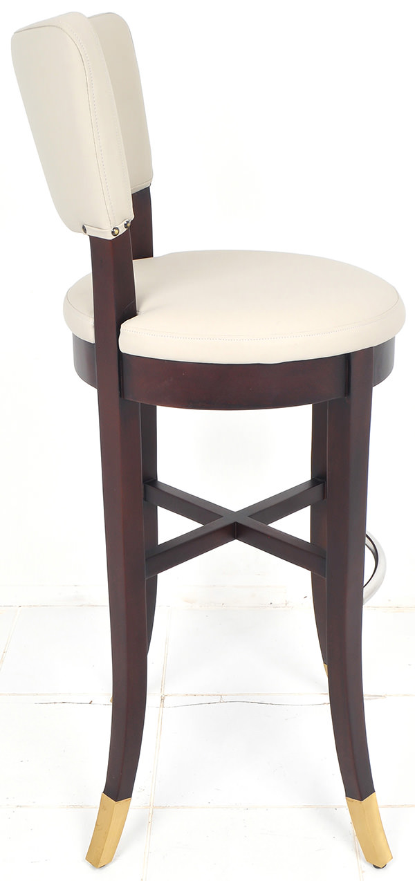 french mahogany, leather and stainless steel bar chair