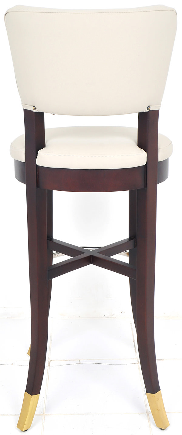 french mahogany, leather, golden brass and stainless steel bar chair