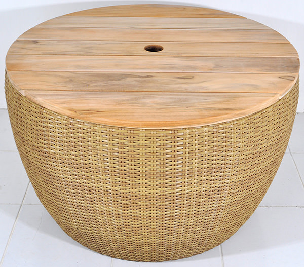 drum synthetic rattan table