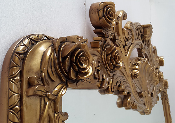 wood carved golden mirror