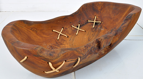 balinese ethnic wooden fruit bowl