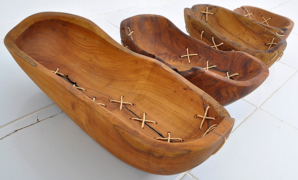 natural teak wooden home accessories set