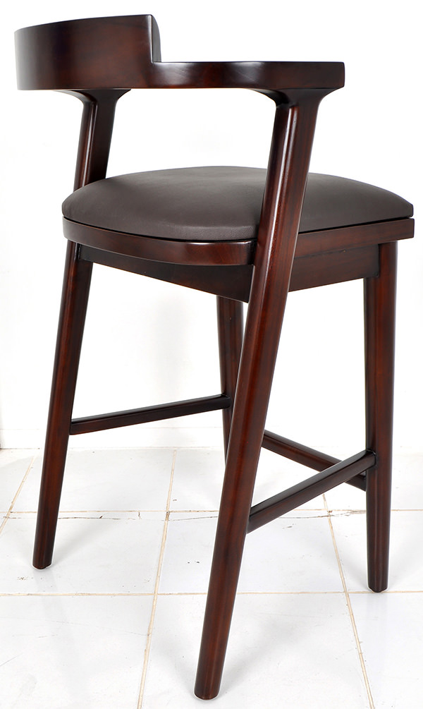 Indoor Scandinavian bar chair with leather seat