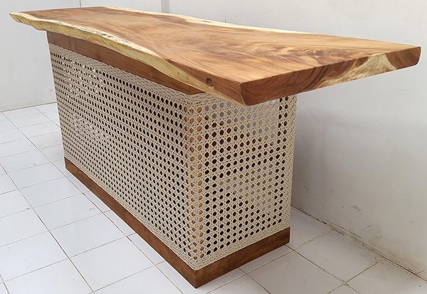 synthetic rattan outdoor bar with suar counter