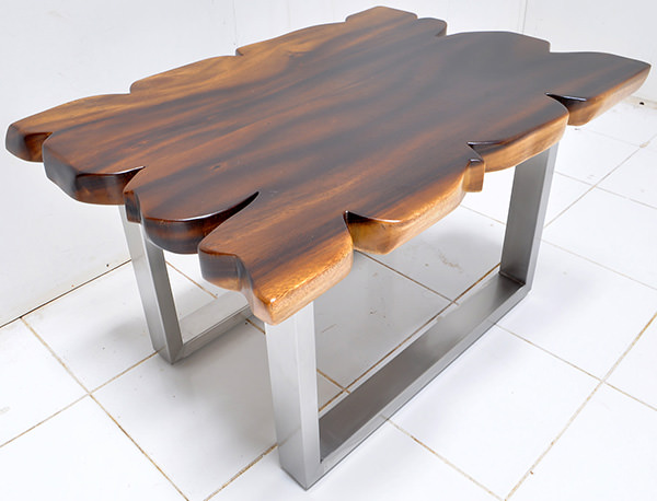 monkey pod table with a natural finish