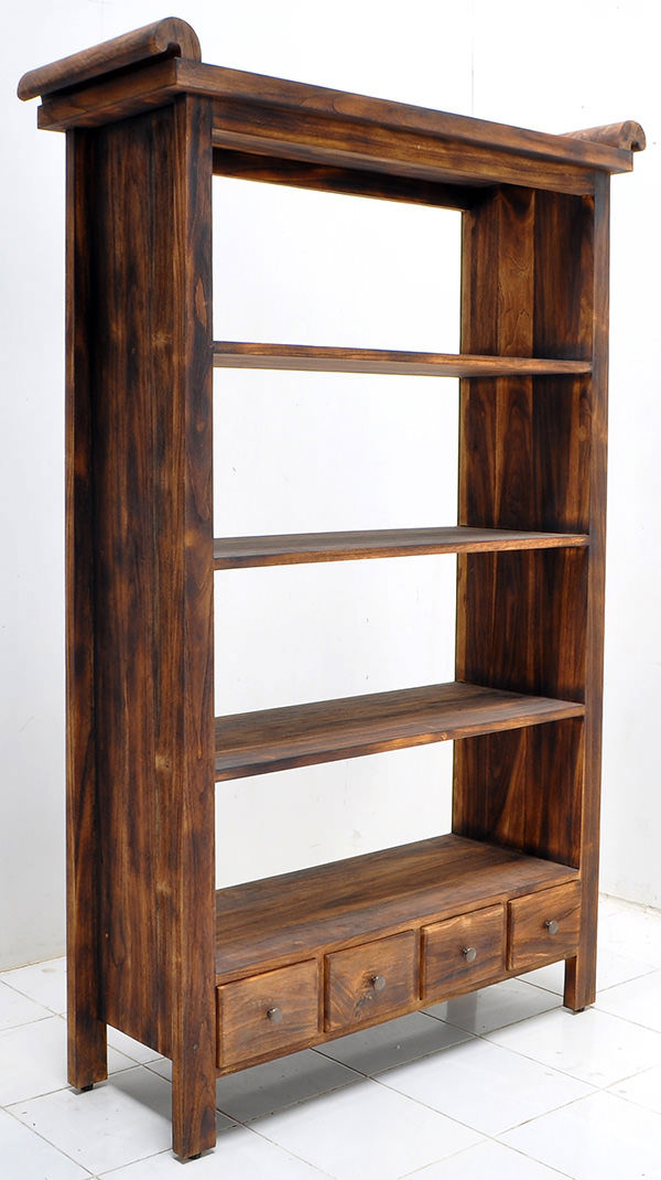 teak indoor book rack