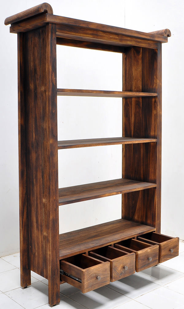 teak indoor book rack with shou gi ban