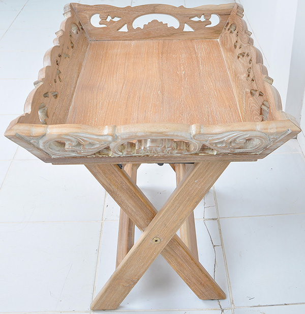 carved wooden tray with feet