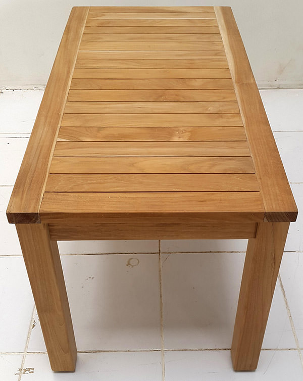 teak square outdoor table with fine sanding finishing