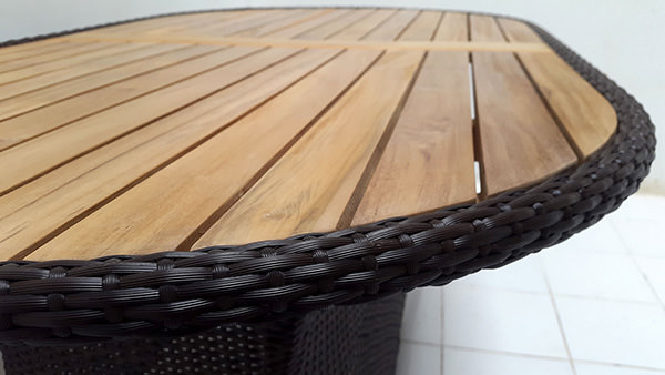 wicker and teak garden outdoor table