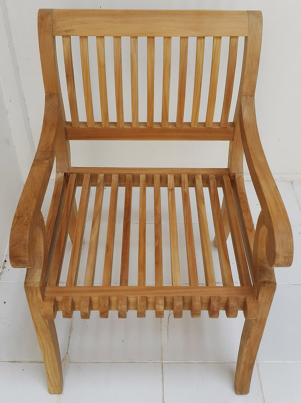 natural teak garden chair with round arms