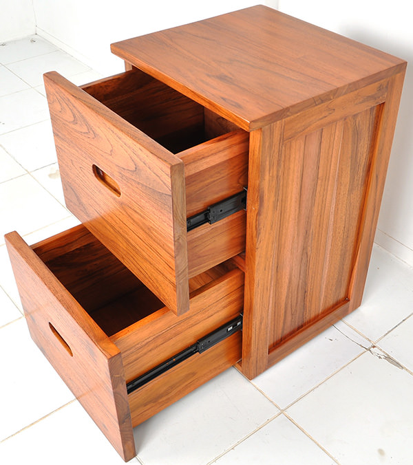 Two drawers teak wooden sideboard