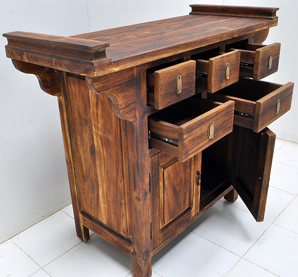 chinese cabinet charred teak wood finishing