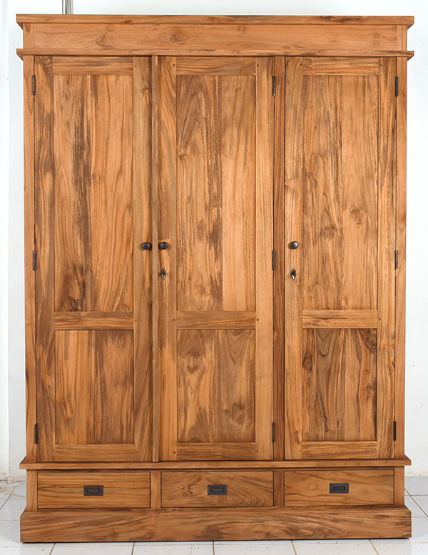 3 doors solid teak wardrobe