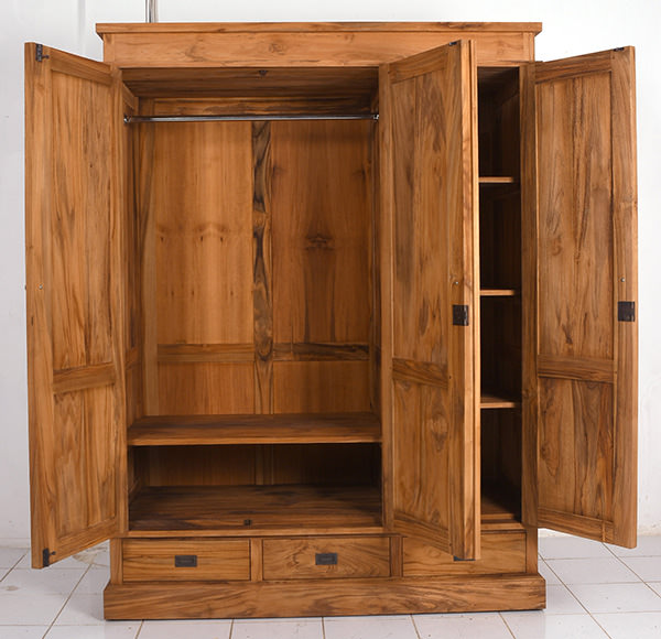 3 drawers and 3 doors solid teak wardrobe