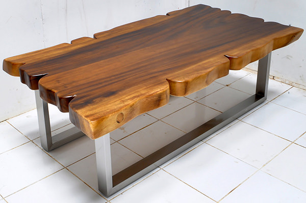 suar wood table with steel legs