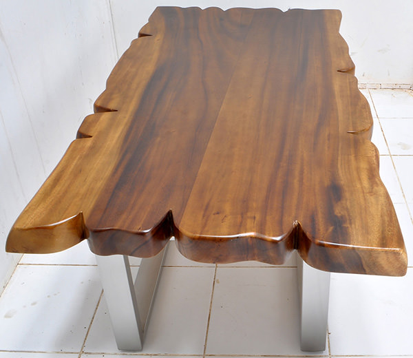 suar wood table with square pipe steel legs