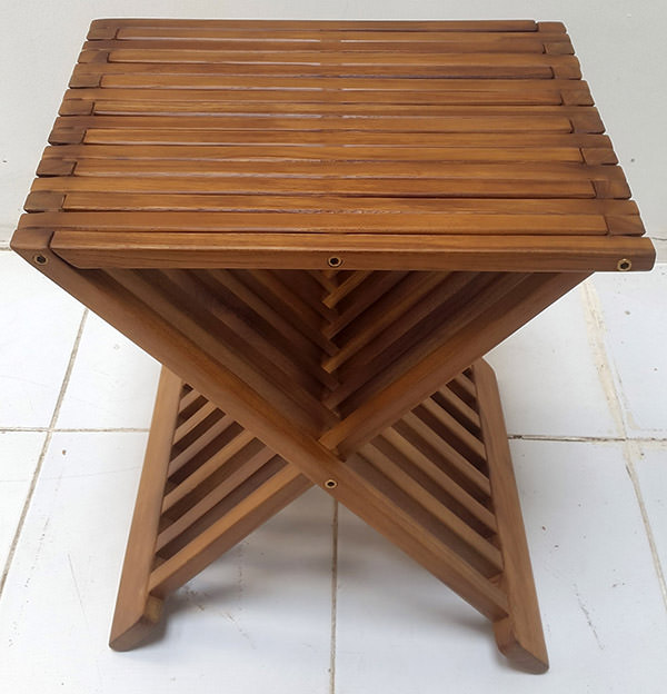 outdoor stool with X-shaped legs