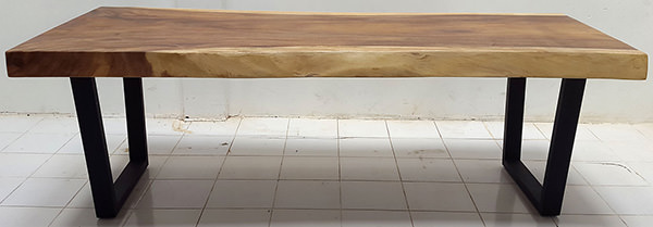 suar wood console table with natural finish