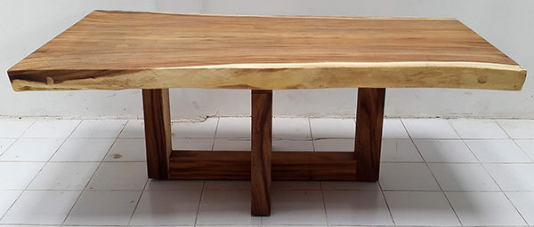 wooden dining table with crossed legs