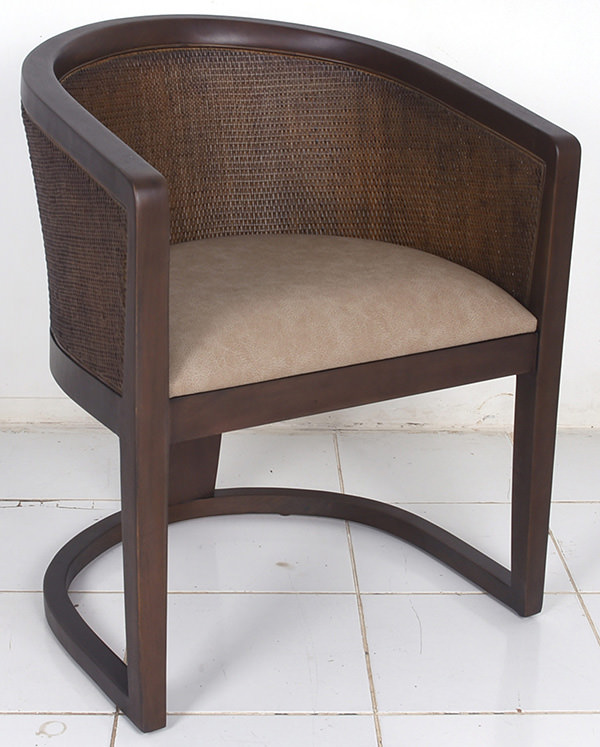 mahogany and rattan restaurant dining chair