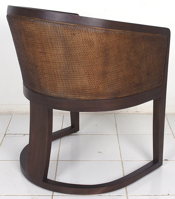 bespoke mahogany and rattan restaurant dining chair