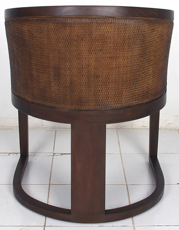 Scandinavian bespoke mahogany and rattan restaurant dining chair