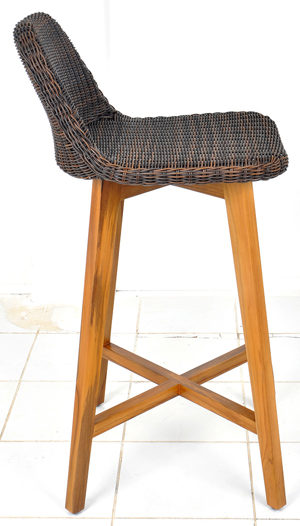 teak and rattan bar stool