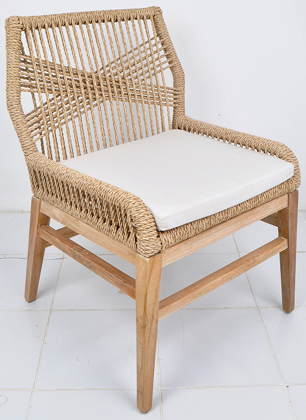 Danish garden chair with natural rope backseat