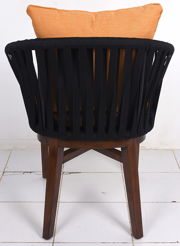 wood and rope dining chair
